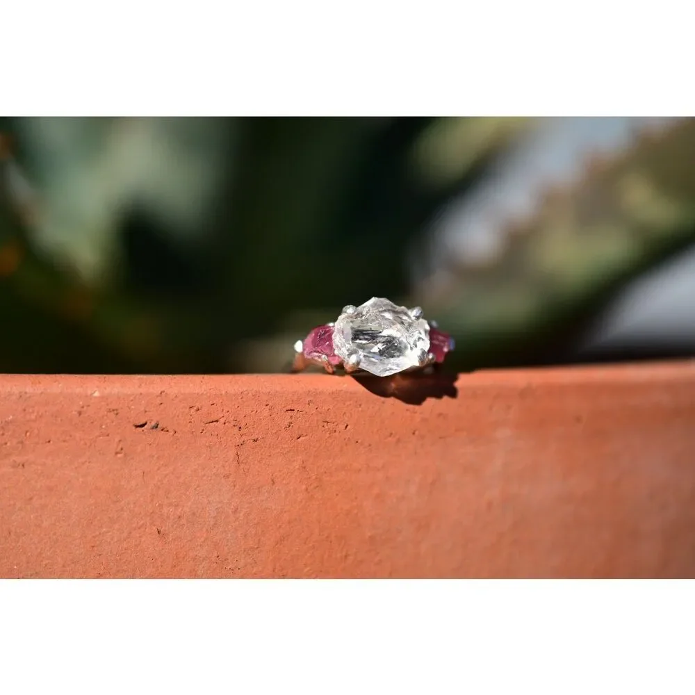 Alternative engagement ring pink tourmaline clear lake county diamond